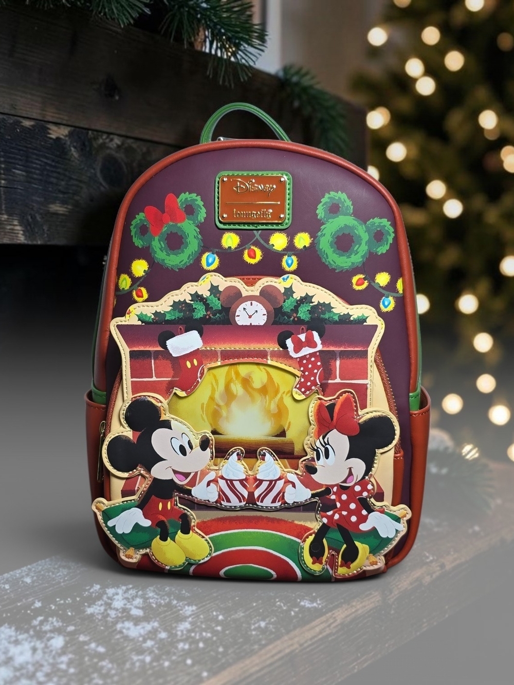 Loungefly Disney Mickey & Minnie Hot Cocoa Fireplace Mini Backpack NWT